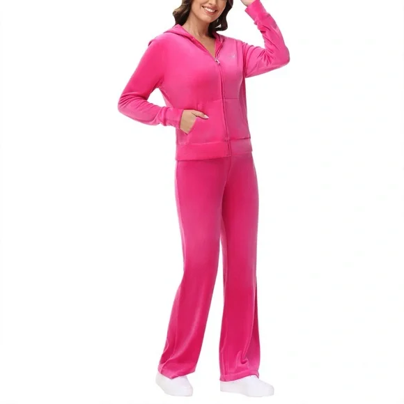 Juicy Couture Pink Velour Tracksuit- M - Picture 10 of 10
